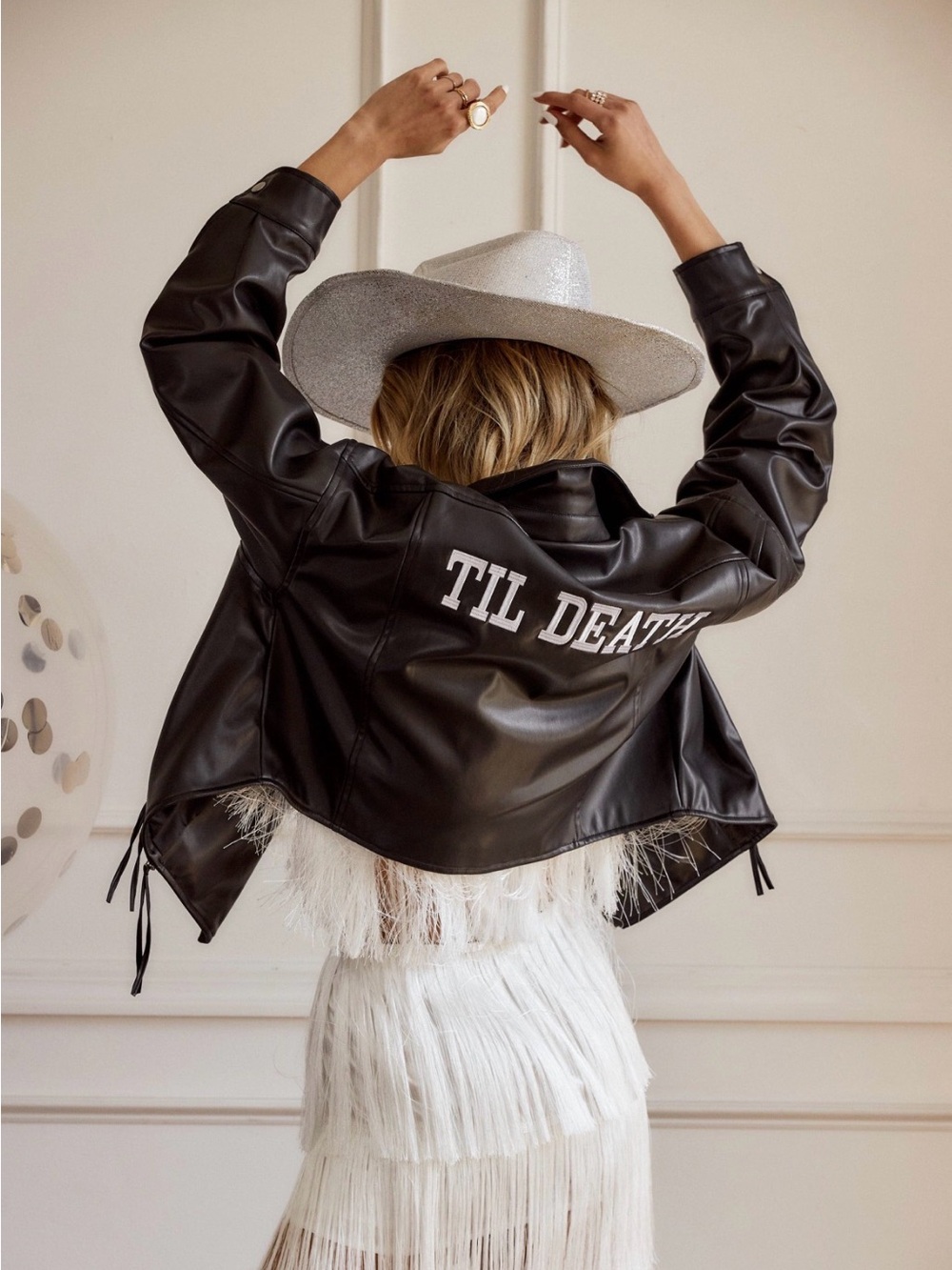 NWT 12th Tribe Til Death Faux Leather Bridal Jacket Western Bride size M